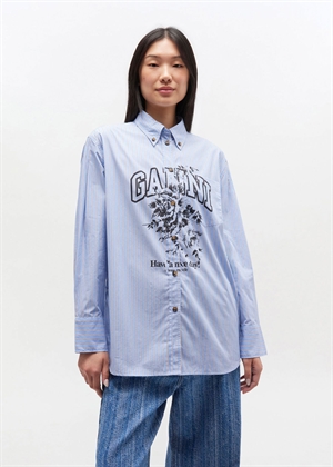 Stripe cotton oversized skjorte Lavender Lustre W0826 Ganni 